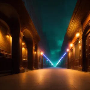Nighttime Urban Tunnel Illuminated by City Lights
