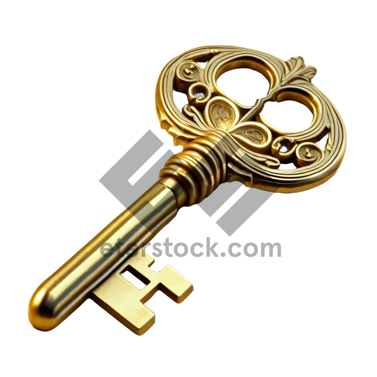 Picture of Gold and Silver 3D Lock Key Object