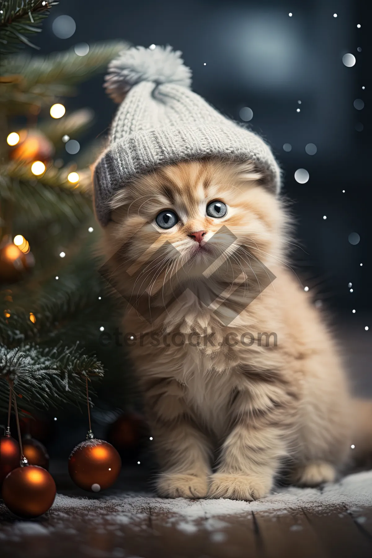 Picture of Curious kitten with charming eyes and fluffy fur.