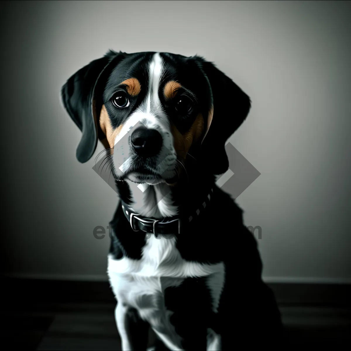 Picture of Swiss Mountain Dog: Cute Purebred Puppy in Studio Portrait