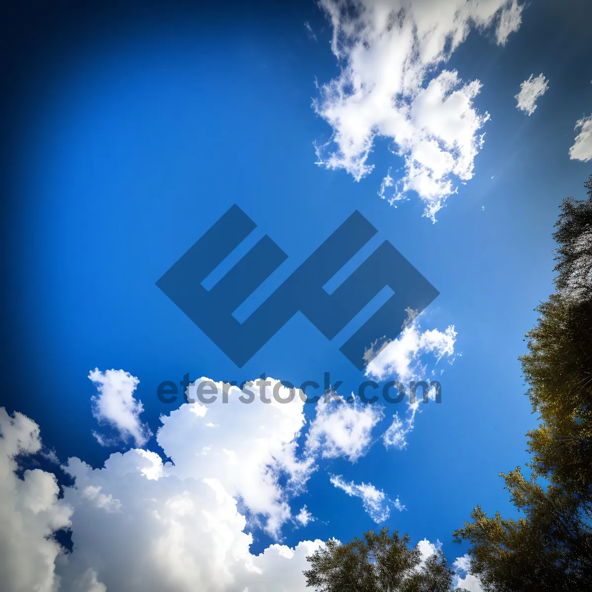 Picture of Serene Summer Sky with Fluffy White Clouds