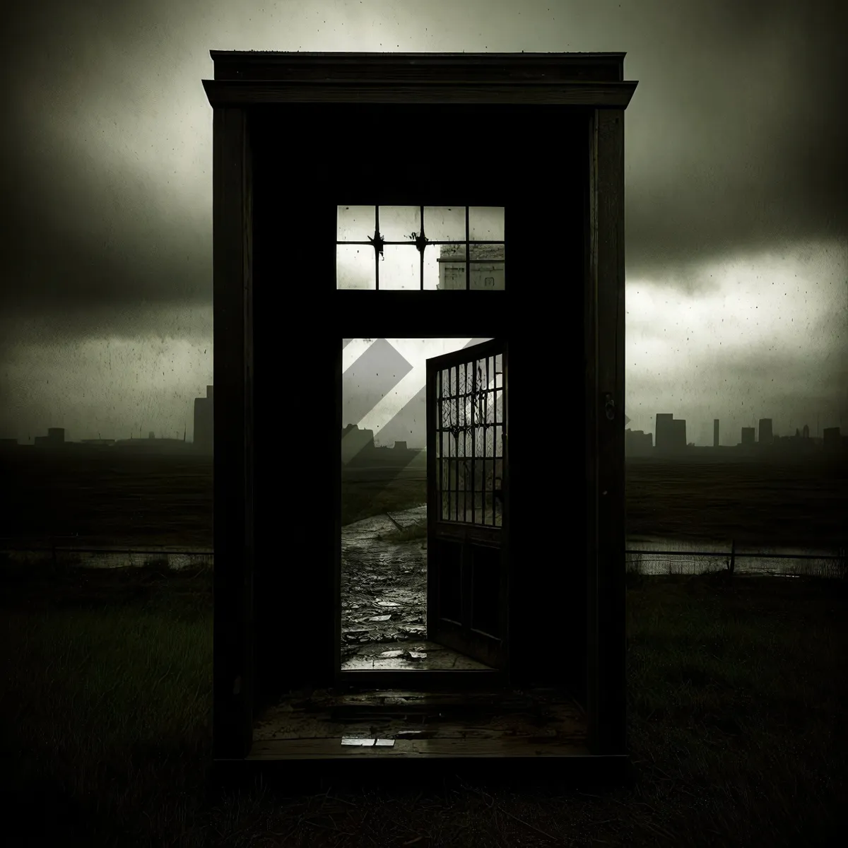 Picture of Vintage Penitentiary Window Overlooking Pier and Sky