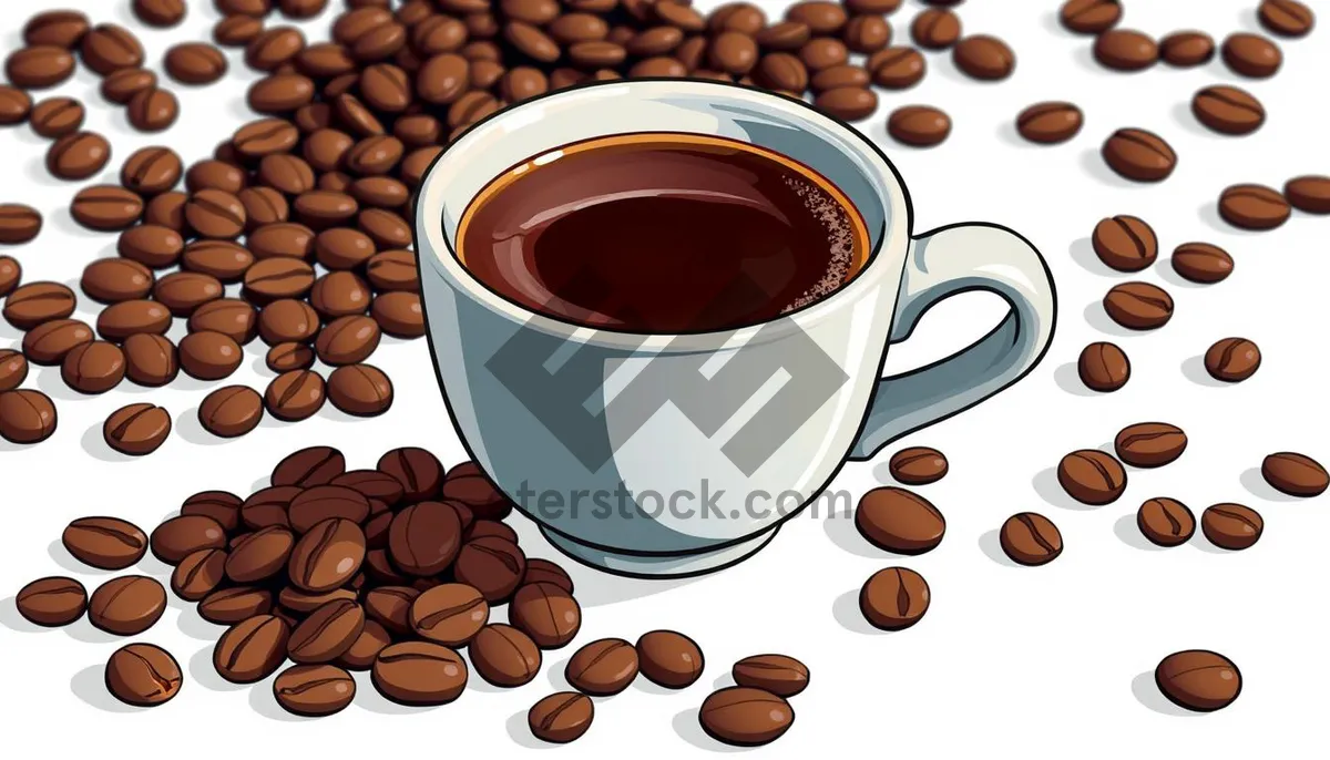 Picture of Dark roast espresso in ceramic coffee cup mug