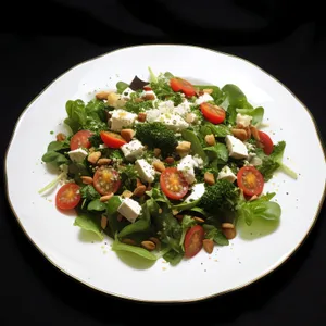 Healthy Vegetable Salad with Fresh Tomatoes and Lettuce