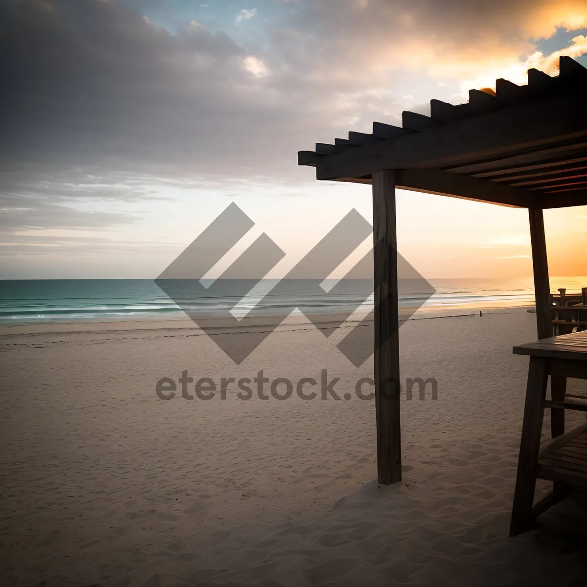 Picture of Tranquil Sunset Over Beach Pier