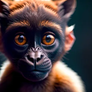 Cute Orangutan Monkey Portrait in Natural Jungle