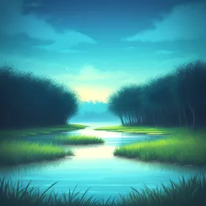 Reflective Sunset over Serene Lake