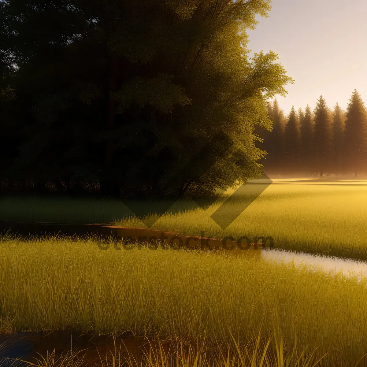 Picture of Serenity at Sunrise: Majestic Sky Above Rural Landscape