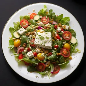 Fresh Chickpea Salad with Gourmet Cheese and Vegetables