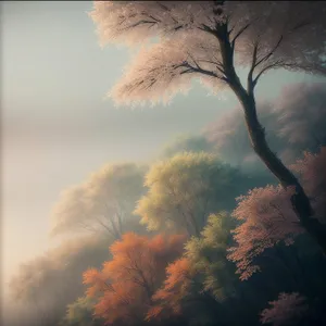 Vibrant Sunset Silhouette over Majestic Tree Landscape