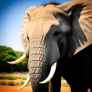 Endangered South African Bull Elephant in National Park