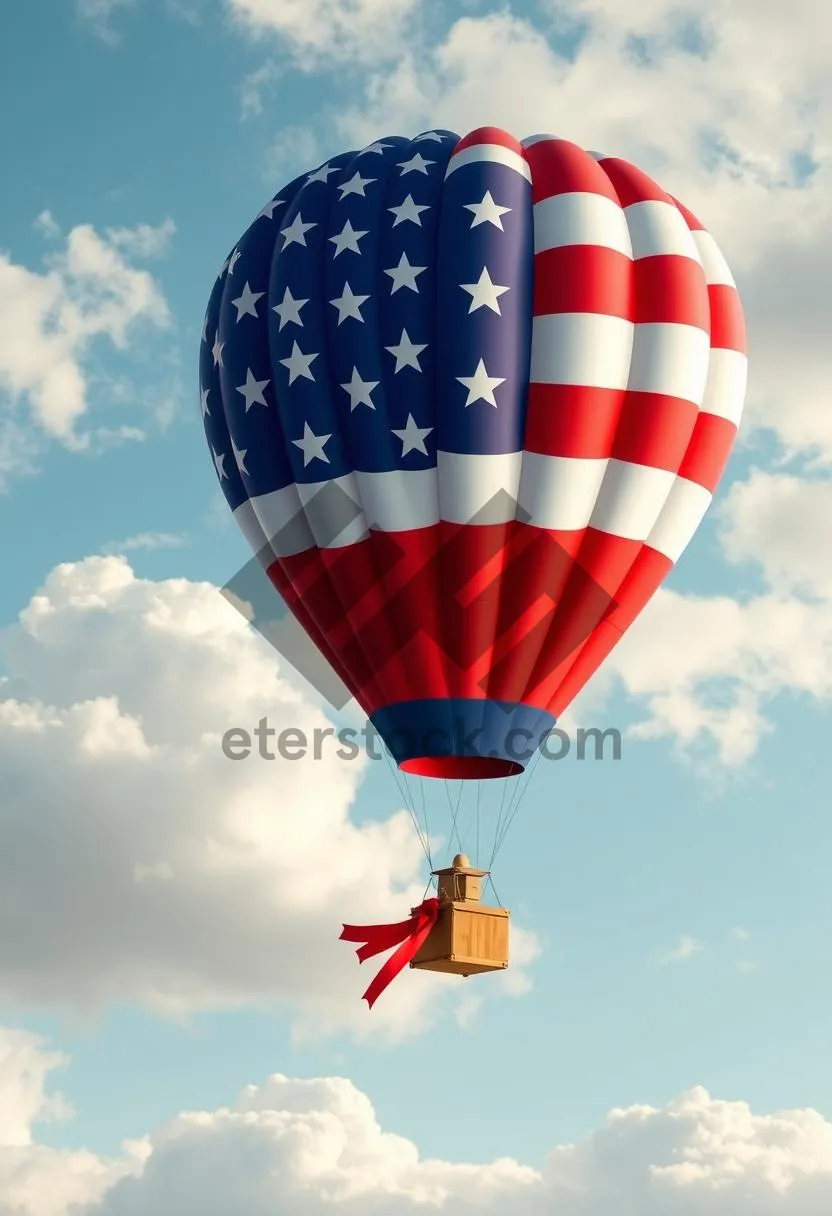 Picture of Colorful hot air balloon flying in the sky
