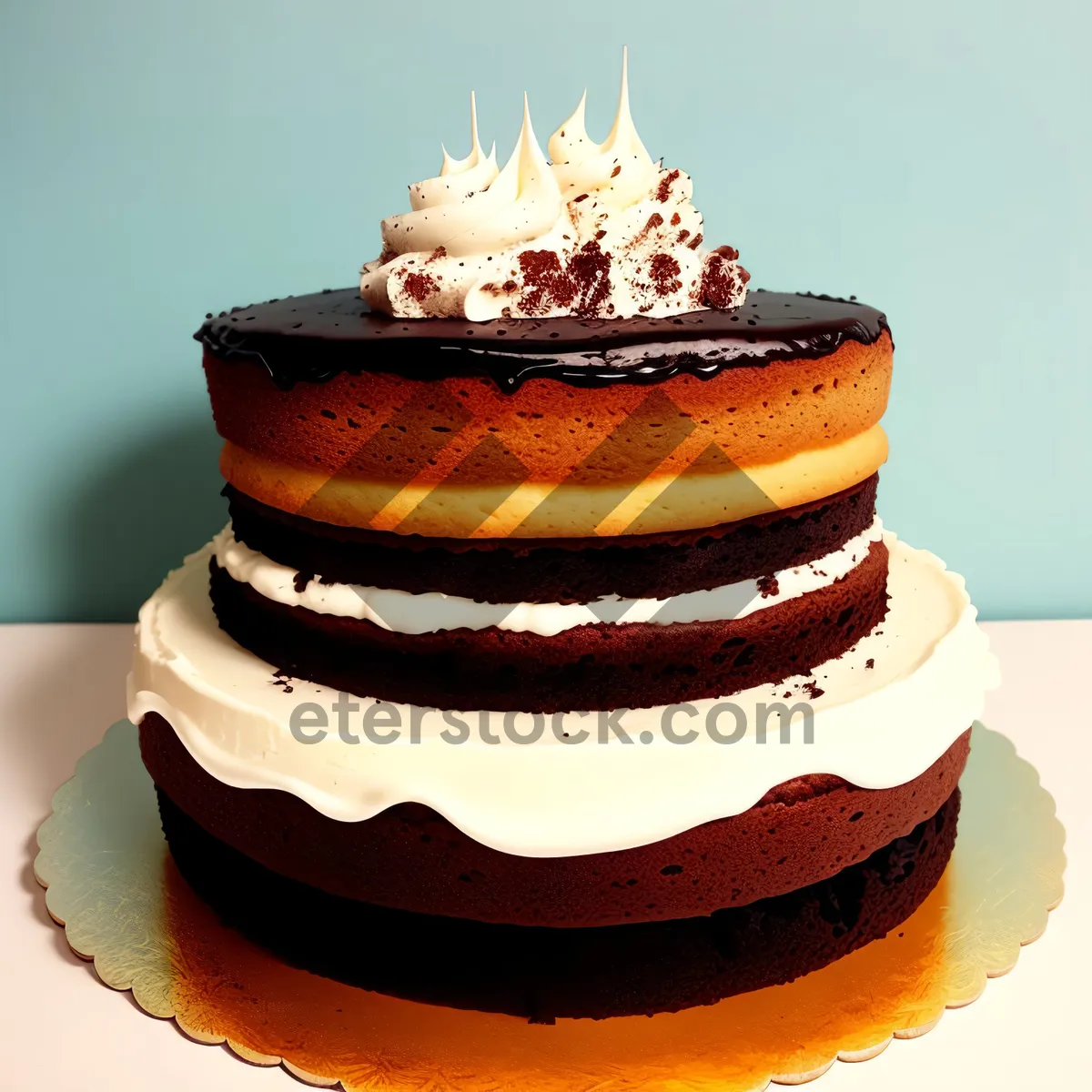 Picture of Delicious Fruit and Cream Cake - Sweet Birthday Dessert