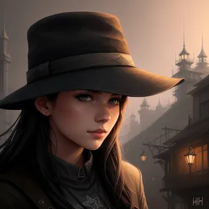 Stylish Cowboy Hat Fashion Portrait