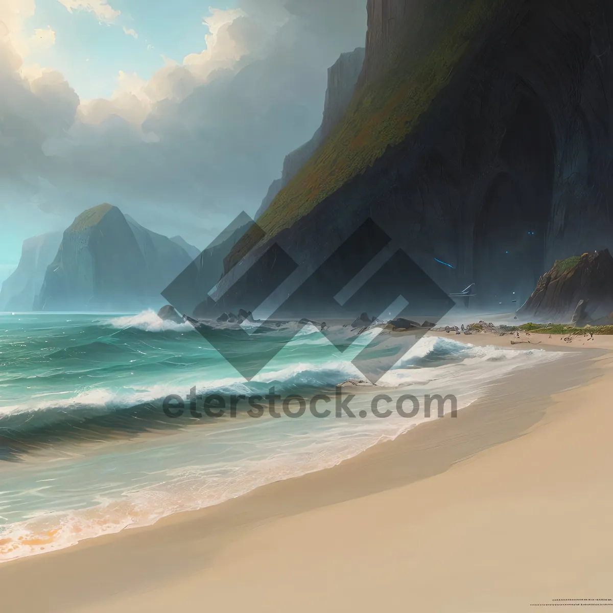 Picture of Serene Seascape: Tropical Beach Paradise with Crystal Clear Waters