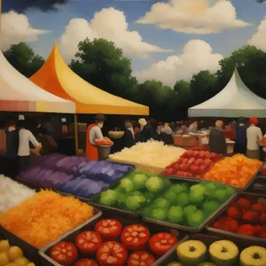 Fresh Vegetable and Fruit Market Stall Display