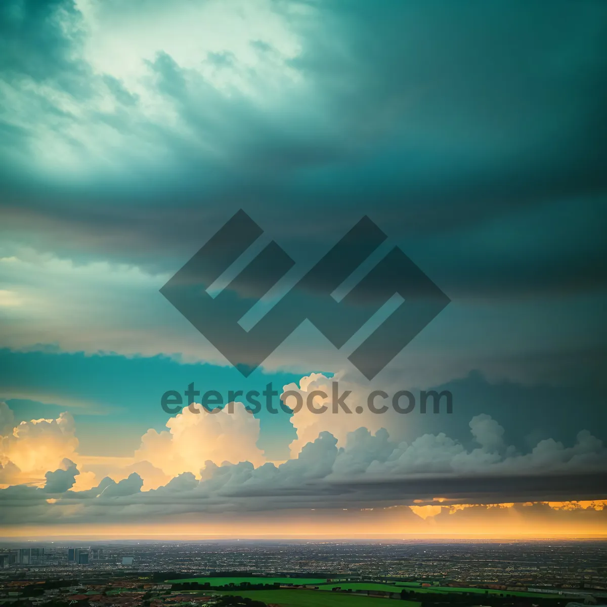 Picture of Vibrant Skyline at Dusk: Sunset over the Ocean