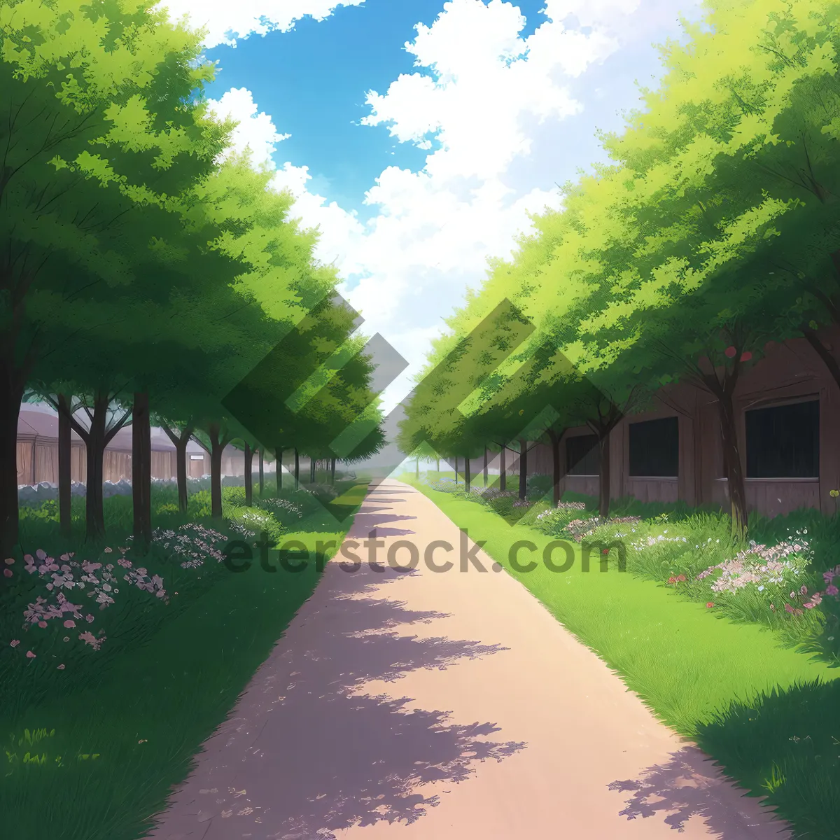 Picture of Serene Summer Pathway Through Country Garden