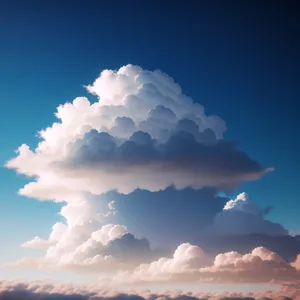 Summer Sky with Fluffy Clouds and Sunlight