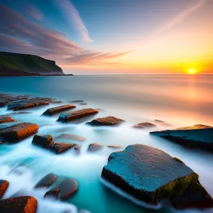 Serenity at Sunset: A Tranquil Coastal Seascape