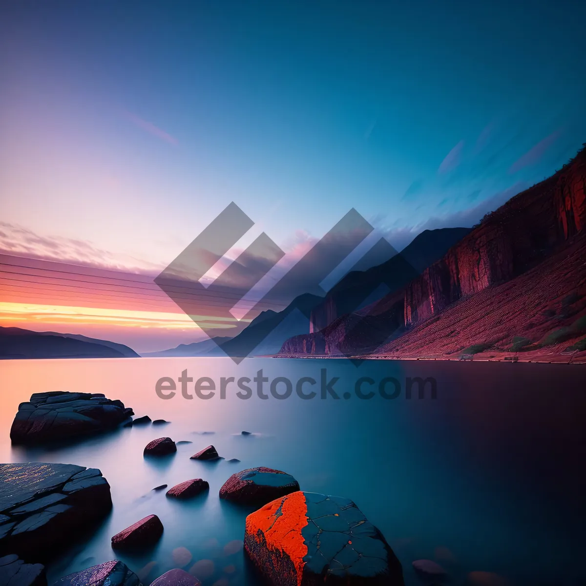 Picture of Golden Horizon: Majestic Sunset over Serene Beach