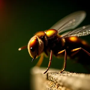 Vibrant insect landing on blooming flower