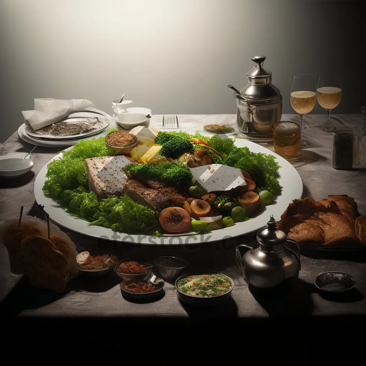 Picture of Healthy vegetable salad plate for gourmet lunch.