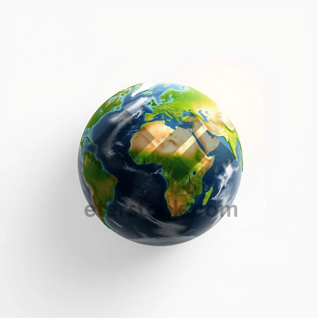 Picture of 3D globe depicting Earth's continents and oceans