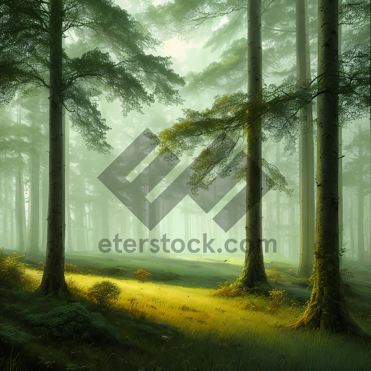 Picture of Serene Autumn Path in Sunlit Forest