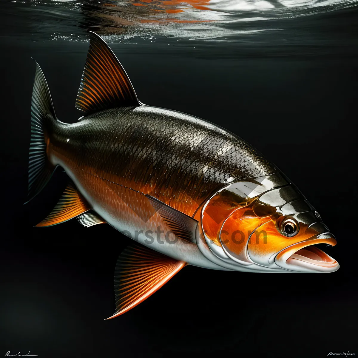 Picture of Vibrant Finned Swimmer in Underwater Aquarium