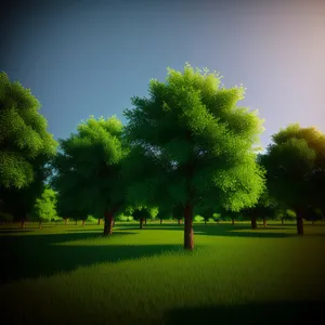 Serene Summer Landscape with Majestic Oak Tree