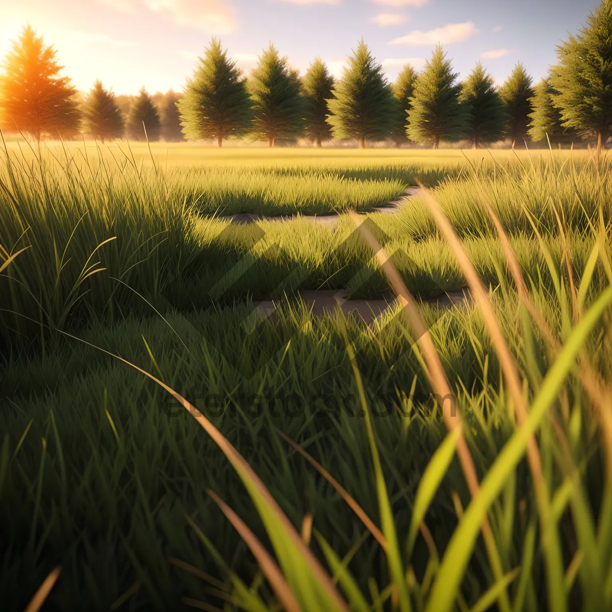 Picture of Golden Grain Fields Under Summer Sky