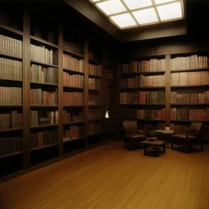 Modern Library Interior With Books