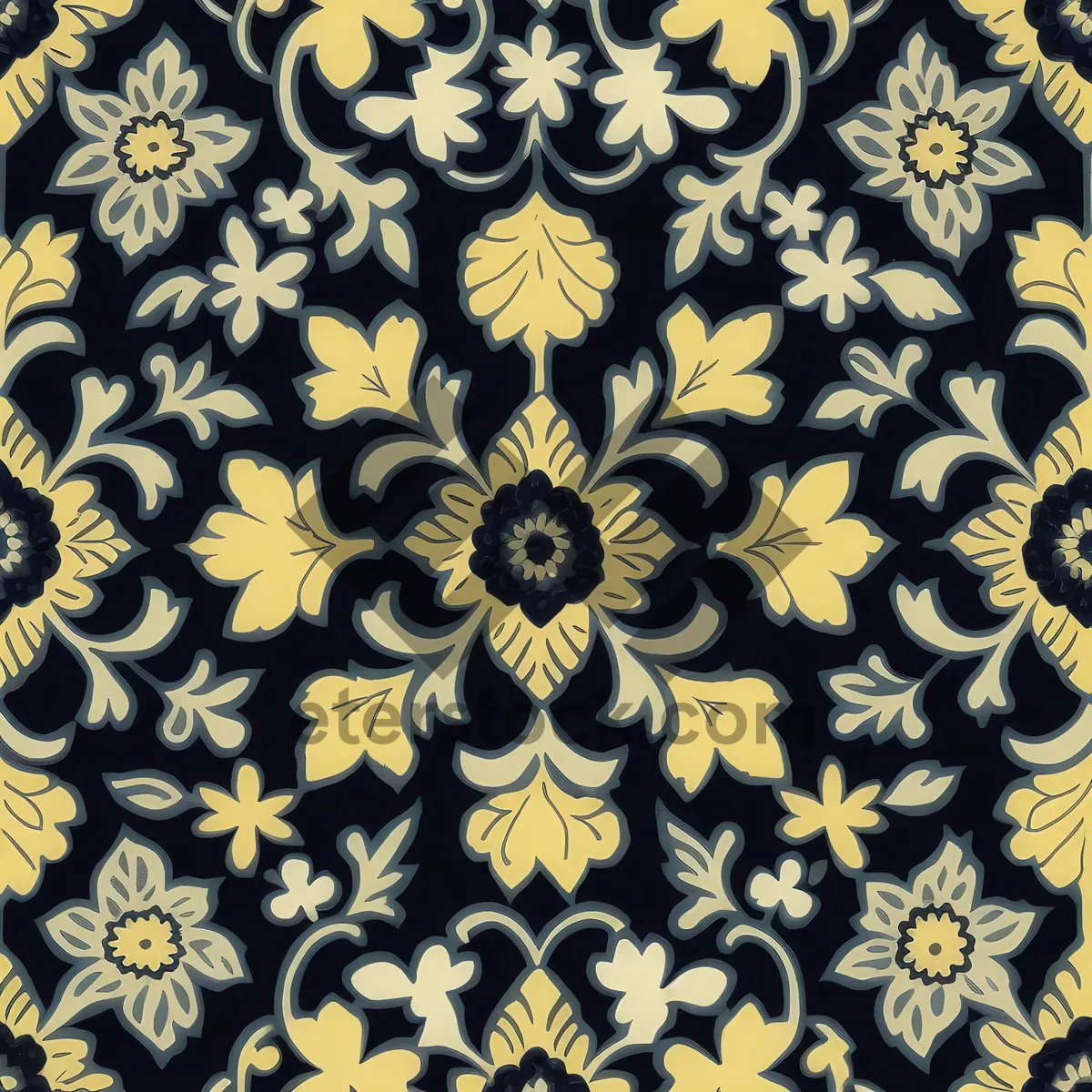 Picture of Vintage floral pattern with ornate leaf designs.