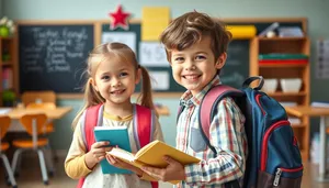 Happy boy smiling with family in educational setting