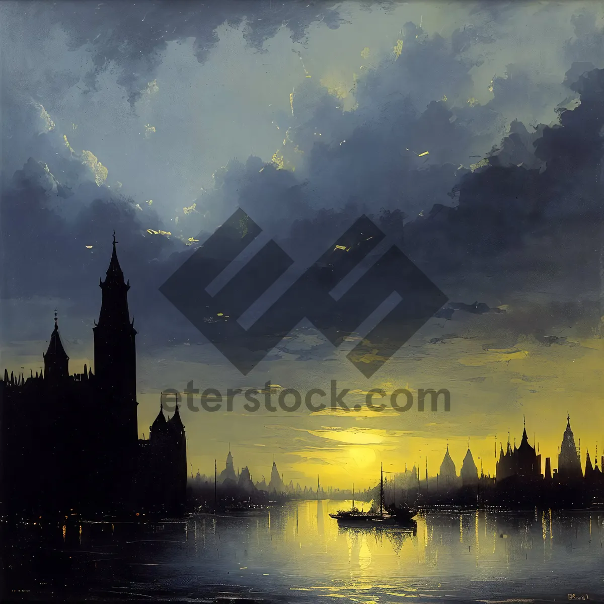 Picture of Enchanting Cityscape Reflections Over River Thames