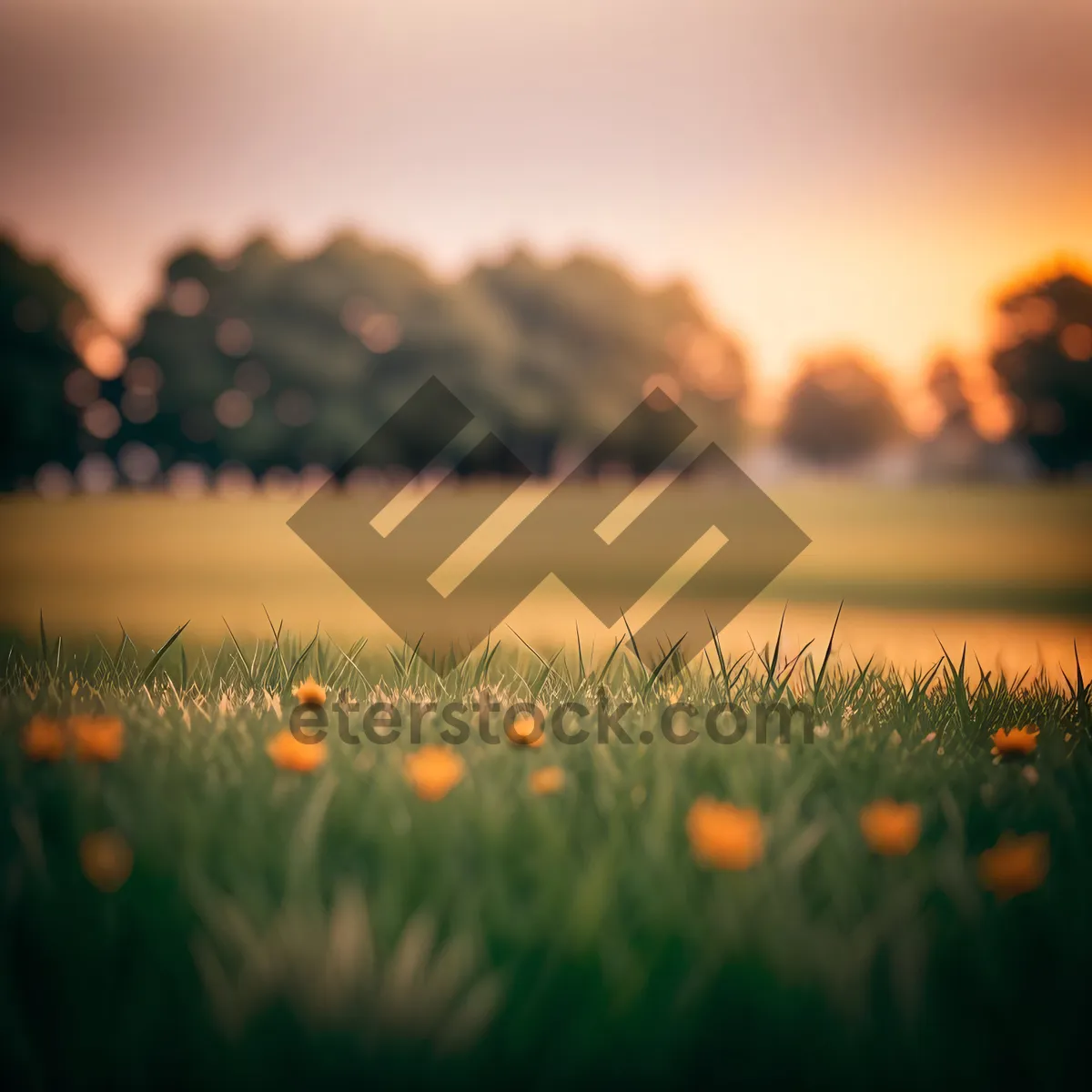 Picture of Golden Dawn over the Countryside Meadow