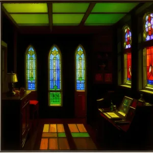 Old Catholic Cathedral Interior with Jukebox