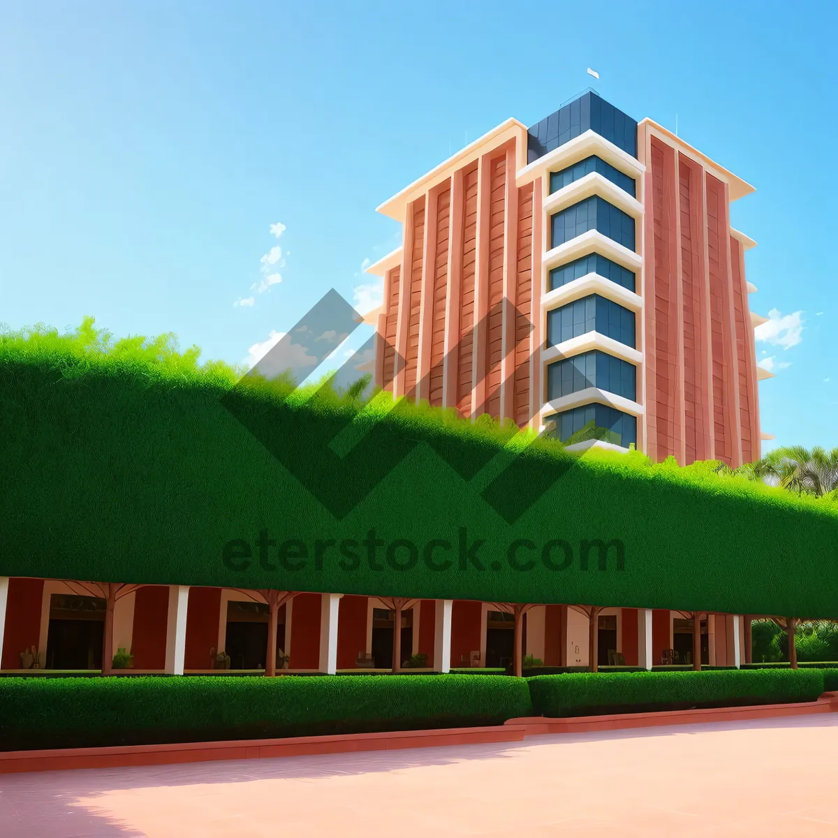 Picture of University campus building against clear blue sky