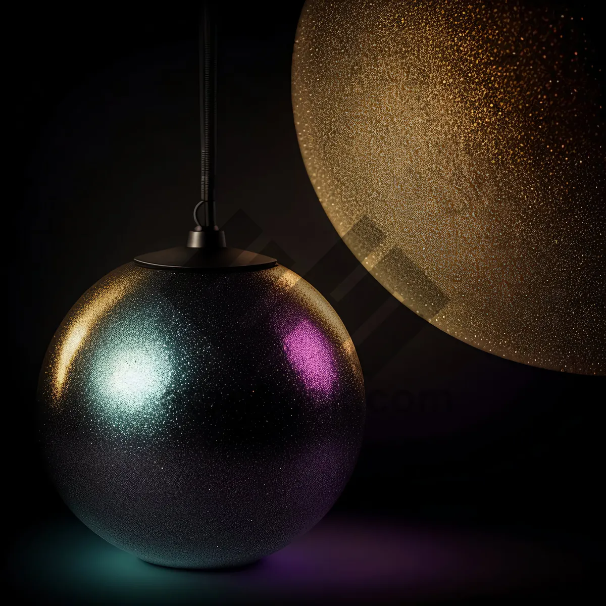 Picture of Golden Festive Bauble Hanging from Decorative Tree