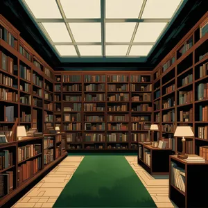 Modern library interior with books and structure