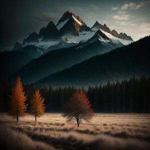 Snow-capped Mount Peaks in Tranquil National Park