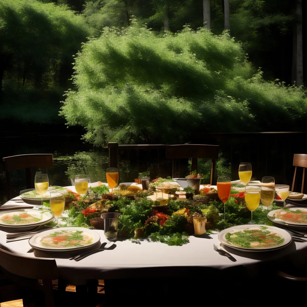 Picture of Delicious meat salad on restaurant dining table.