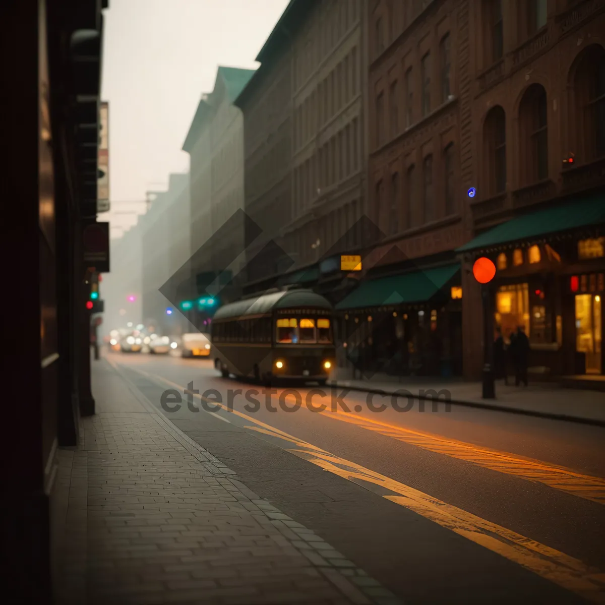 Picture of Vibrant Urban Night Scene with Busy Street Traffic