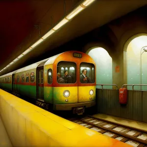 Urban Subway Train Speeding Through Underground Tunnel