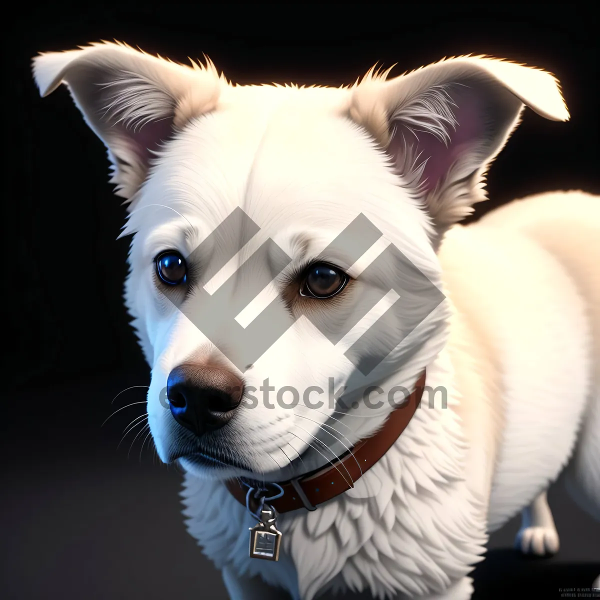 Picture of Adorable white retriever puppy portrait, a cute canine friend.