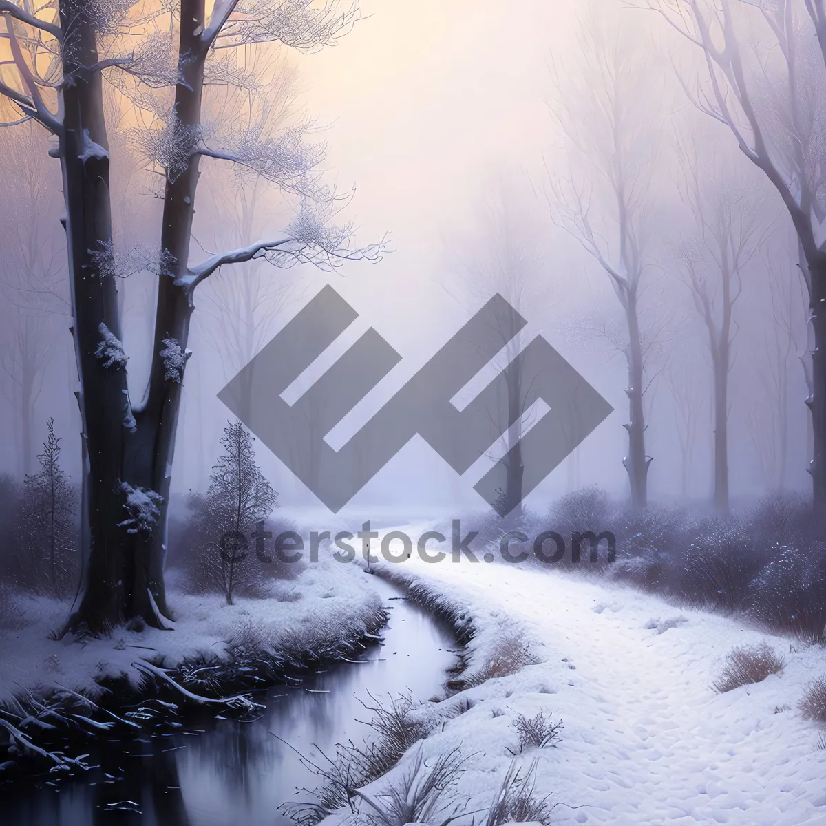 Picture of Winter Wonderland: Serene Forest Landscape with Snow-Covered Trees