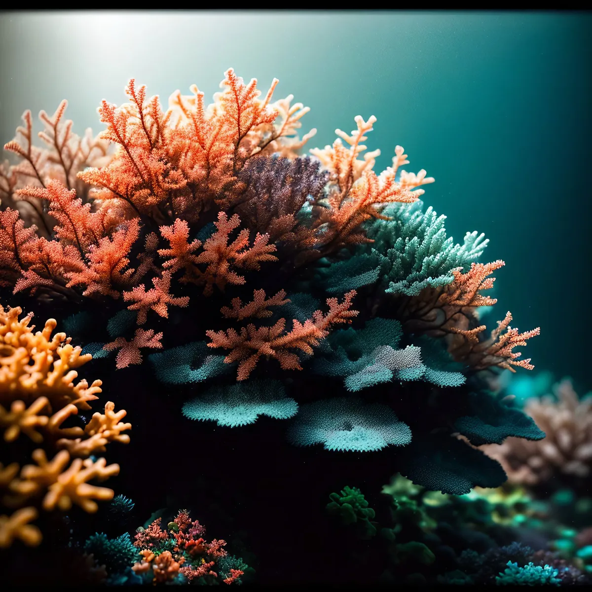 Picture of Colorful Coral Reef in Vibrant Sunlight