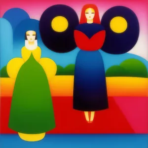 Cartoon icons at resort area