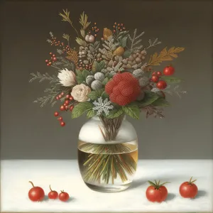 Festive Holiday Arrangement in Glass Vase